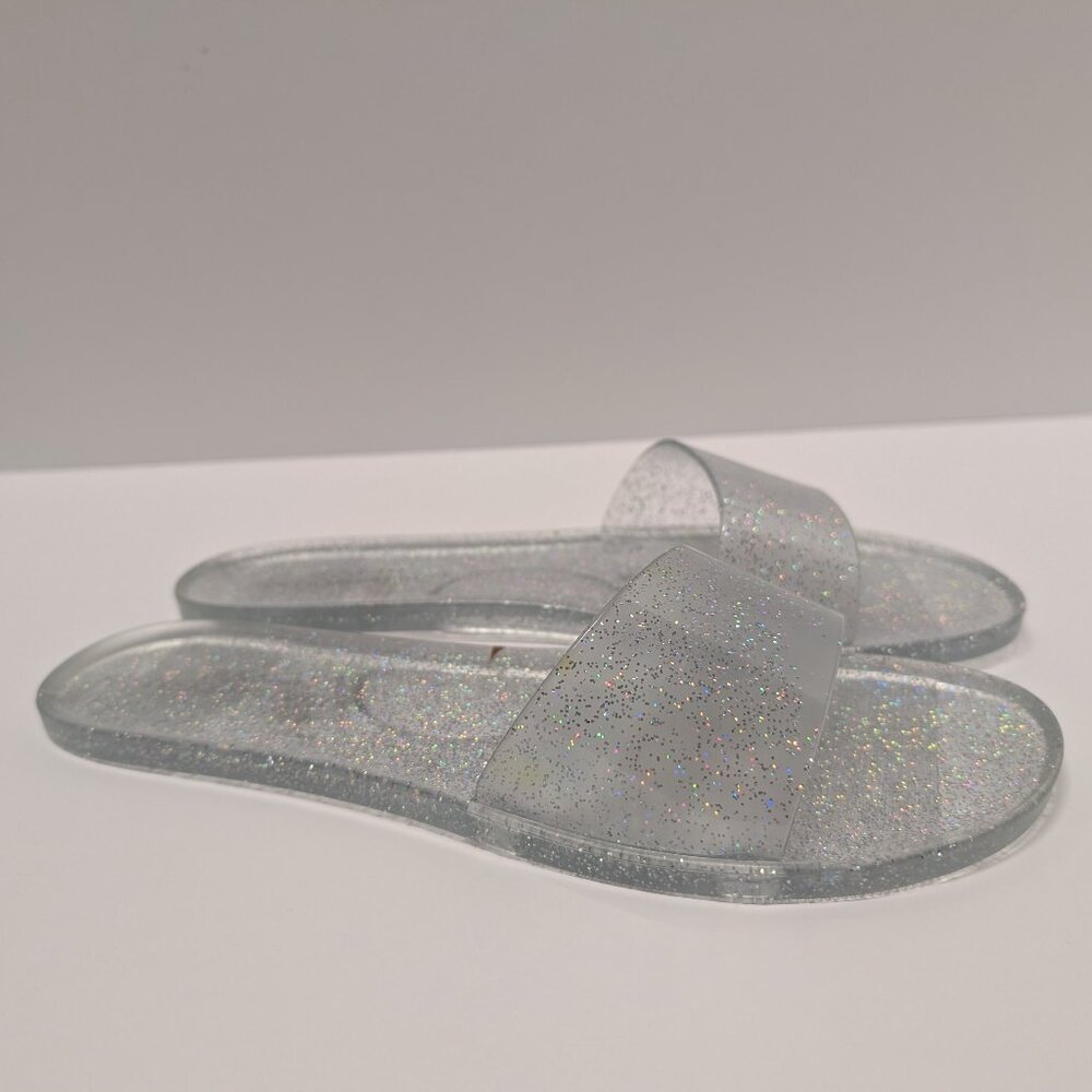 Anthropologie Matisse Clear Jelly Slide Sandals w/ Multi-Colored Glitter - Picture 7 of 16